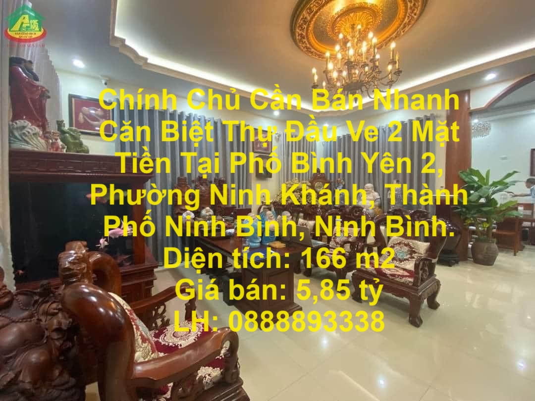 Chính Chủ Cần Bán Nhanh Căn Biệt Thự Đầu Ve 2 Mặt Tiền Tại Phường Ninh Khánh, TP Ninh Bình. - Ảnh chính